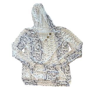 Unbranded Hoodie Womens Large Snake print Long Sleeve V Neck Pullover